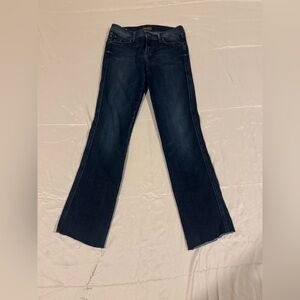 MOTHER The Rascal Jeans Size 27 Dark Wash Raw Hem Straight Leg